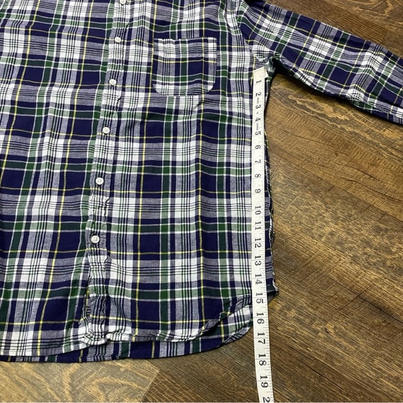 J. Crew Indian Madras Plaid Shirt Mens Large Multicolor Blue Slim Fit Button Up - Picture 6 of 11